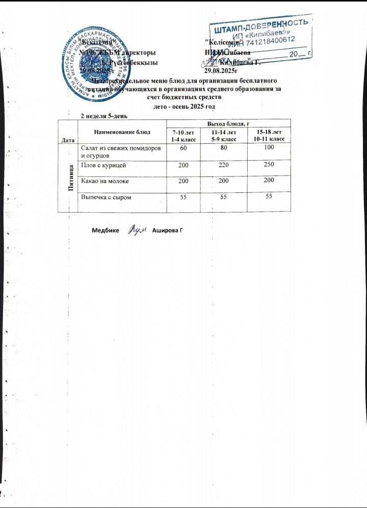Ас мәзірі 14.11.2025
