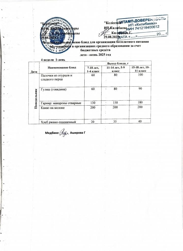 Ас мәзірі 24.11.2025